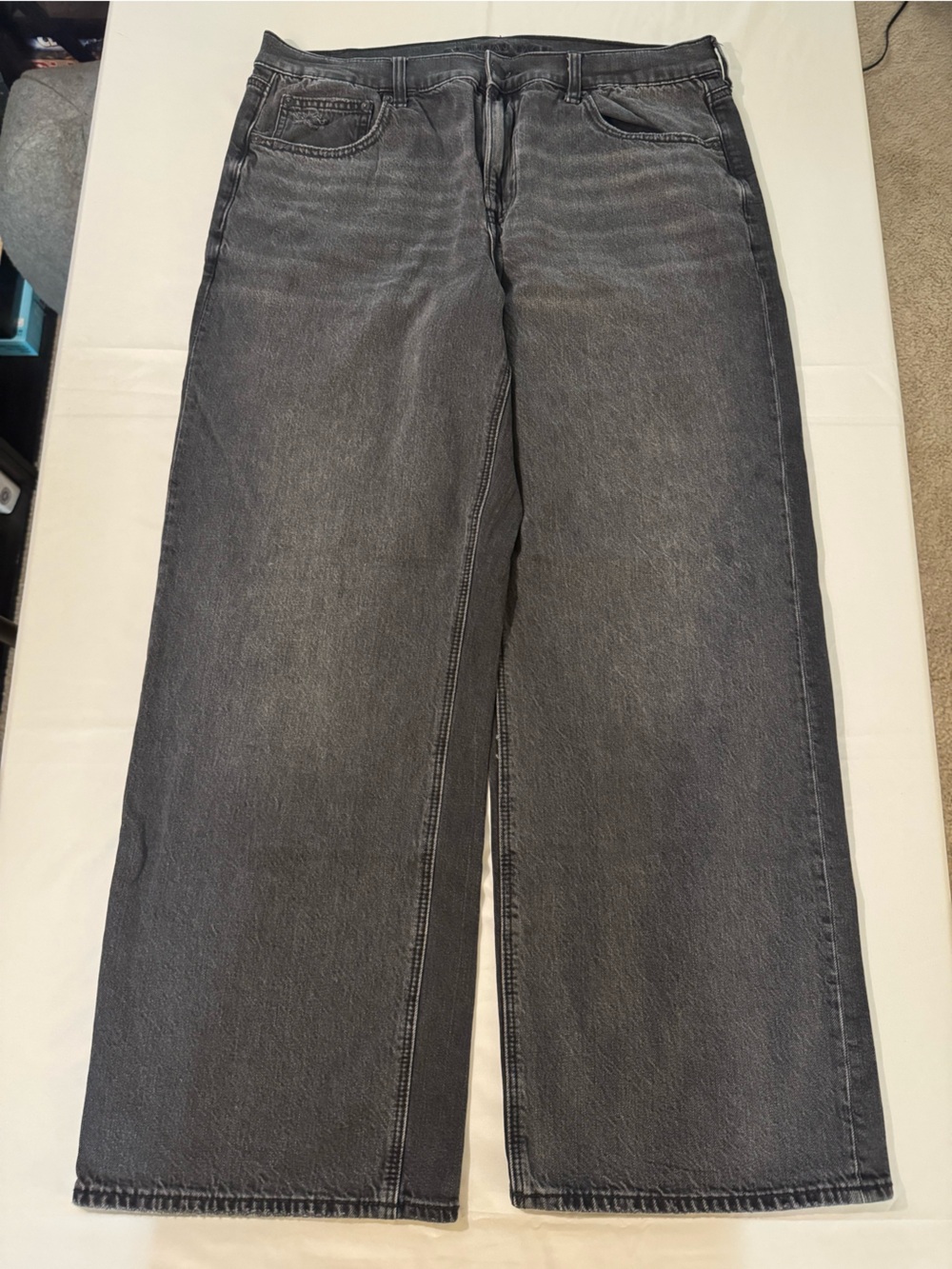 American Eagle Outfitters Women's Gray Wide Leg Stovepipe Jeans